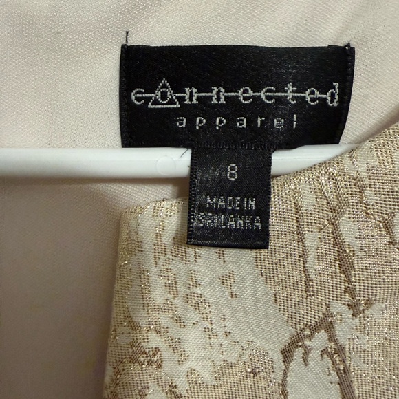 Connected Apparel Cream and Gold Floral Midi Dress - Picture 2 of 10